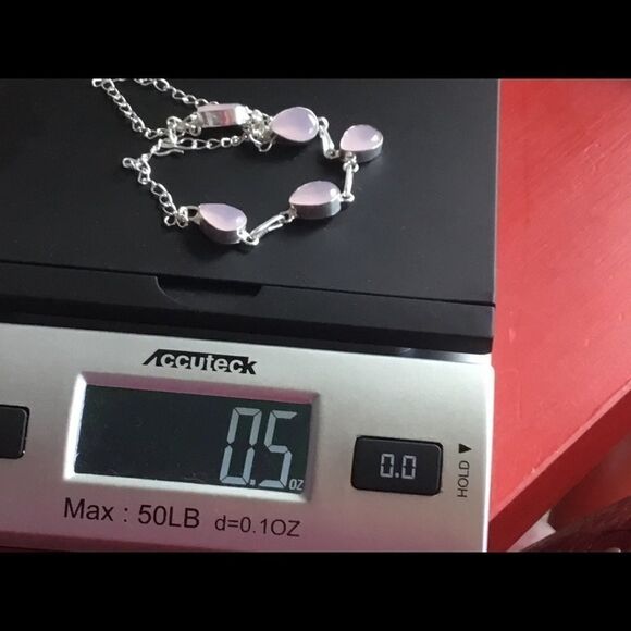 NWOT Sterling Silver Rose Quartz Adj. Necklace - Picture 12 of 12